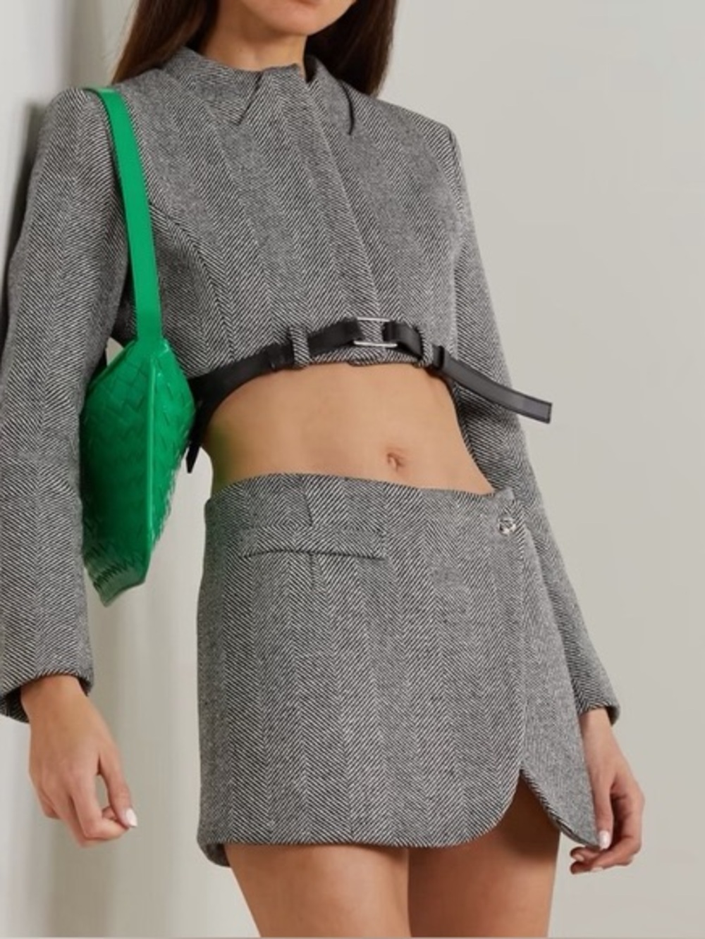 NWT Coperni Jacket + Skirt (Cropped Herringbone Jacket with Tie Waist and Skirt)